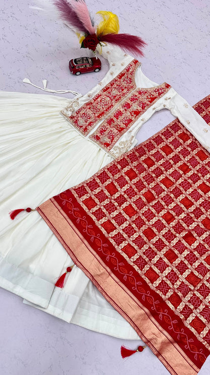 Festival Badhni Chinon Silk Lehenga Choli with Heavy Embroidery & Jacquard Dupatta
