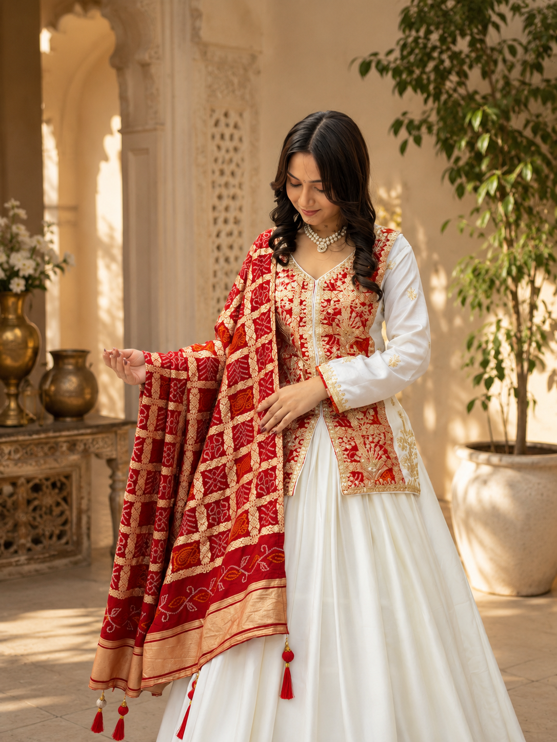 Festival Badhni Chinon Silk Lehenga Choli with Heavy Embroidery & Jacquard Dupatta