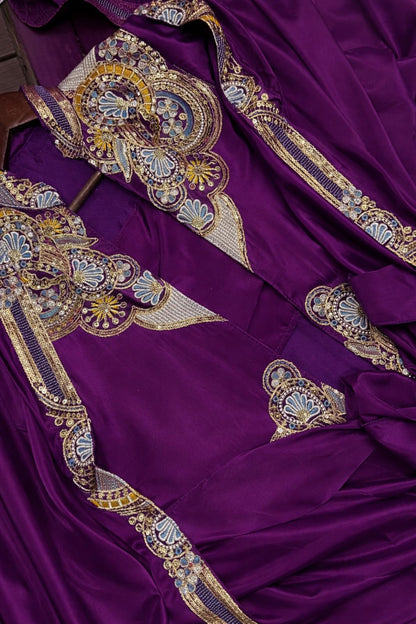 Ready to Wear Crepe Saree with Embroidery Sequence Jacket (Full Stitched)