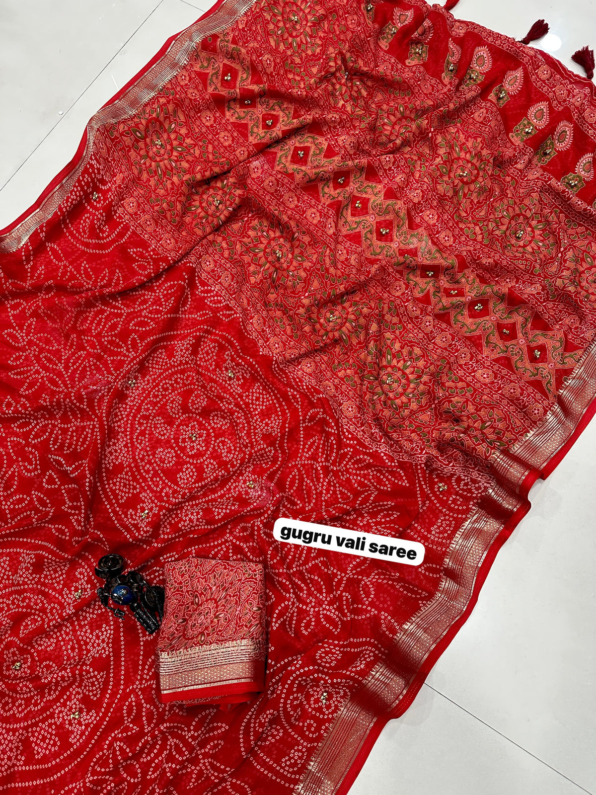 Premium Georgette Saree with Designer Print & Matching Blouse | Washable