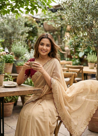 Star Georgette Sequence Embroidery Saree