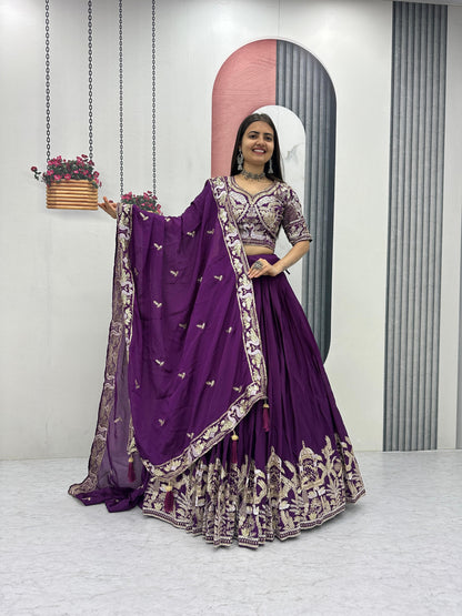 Designer Chinon Embroidery Lehenga Choli with Sequence Work – Festival Wear
