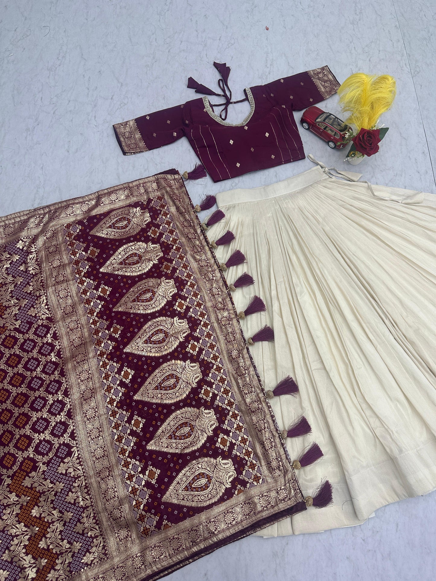 Wedding Special Jacquard Silk Lehenga & Saree Set With Rich Zari Work