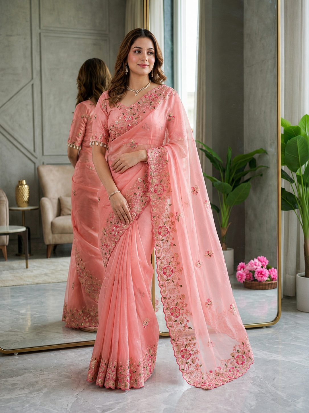 Jasmin Soft Fendy Chiffon Embroidery Saree