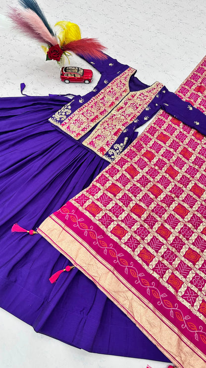 Festival Badhni Chinon Silk Lehenga Choli with Heavy Embroidery & Jacquard Dupatta