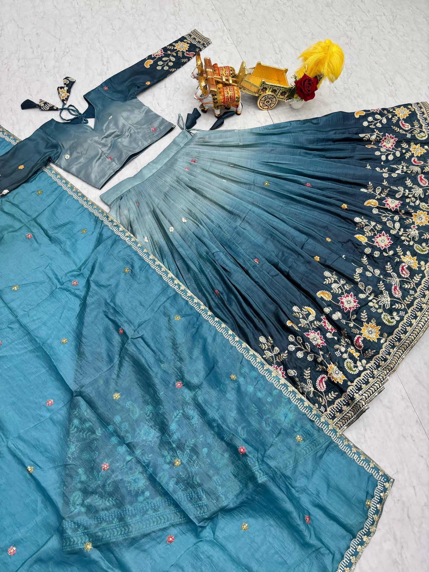 Gold Crush Embroidered Lehenga Choli Set