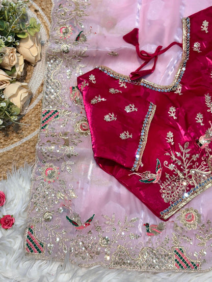 Zimmy Choo Silk Embroidery Saree with Heavy Border
