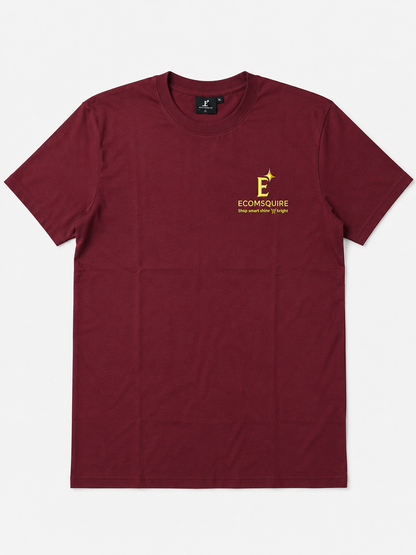 Ecomsquire Premium Maroon Crew Neck T-Shirt | Luxury Everyday Essential