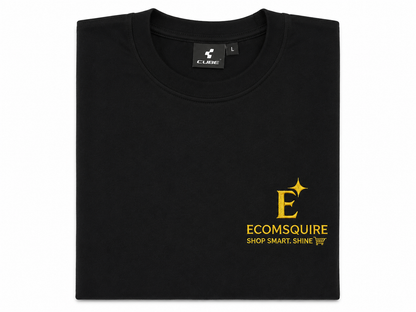 Ecomsquire Premium Black Crew Neck T-Shirt | Gold Logo Edition