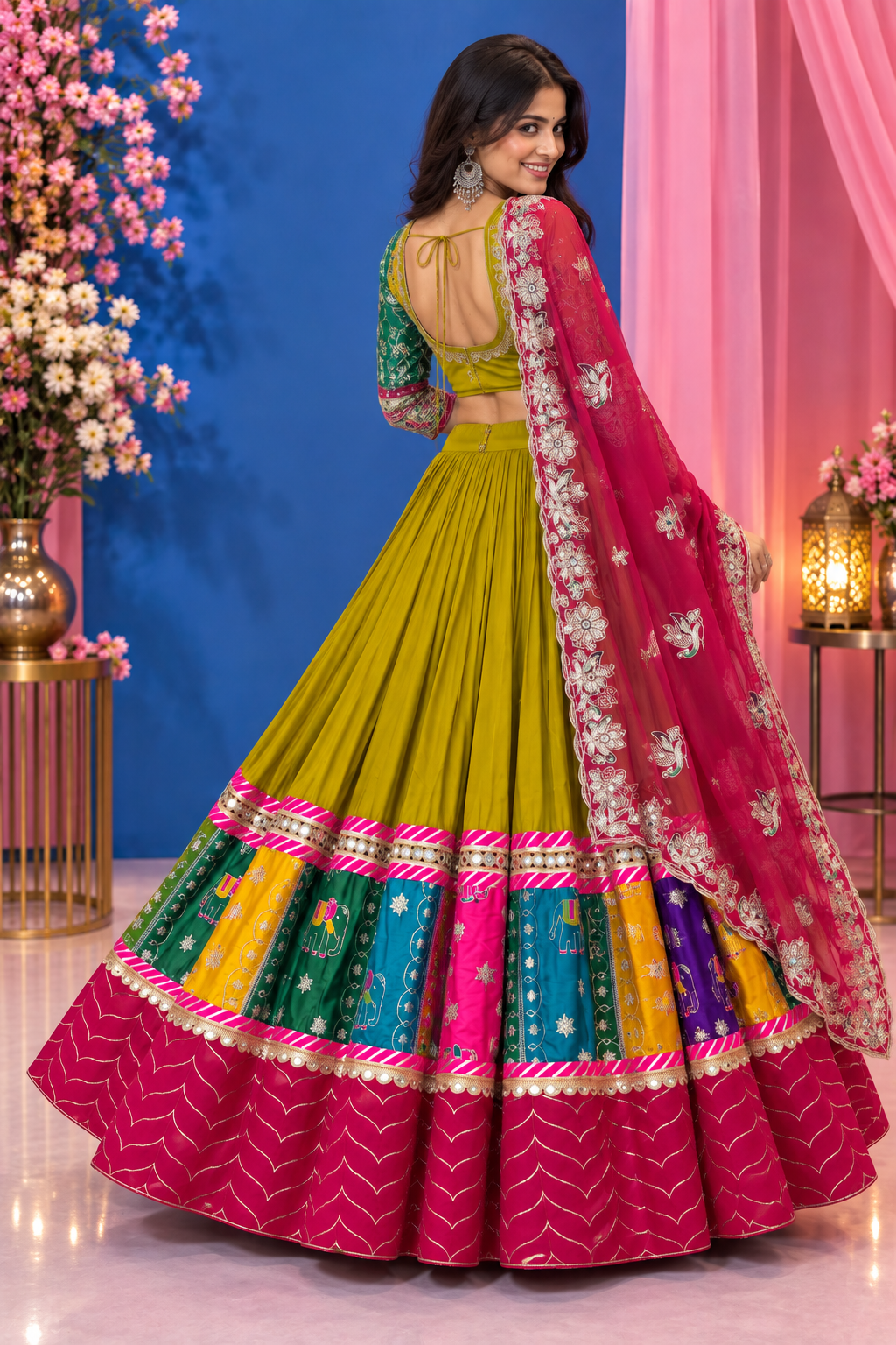 Navratri Special Pure Cotton Lehenga Choli with Heavy Embroidery & Sequins | 6 Meter Flair