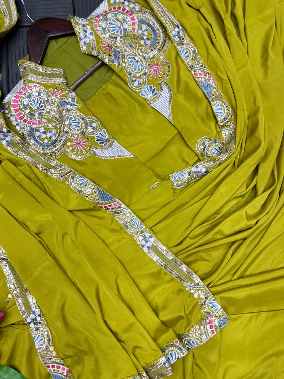 Ready to Wear Crepe Saree with Embroidery Sequence Jacket (Full Stitched)