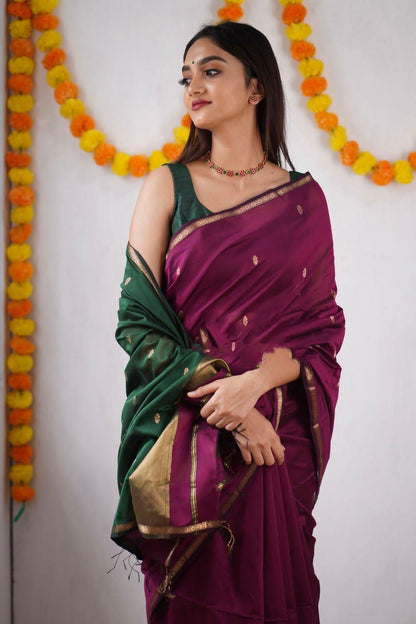 Purple Green Festive Saree