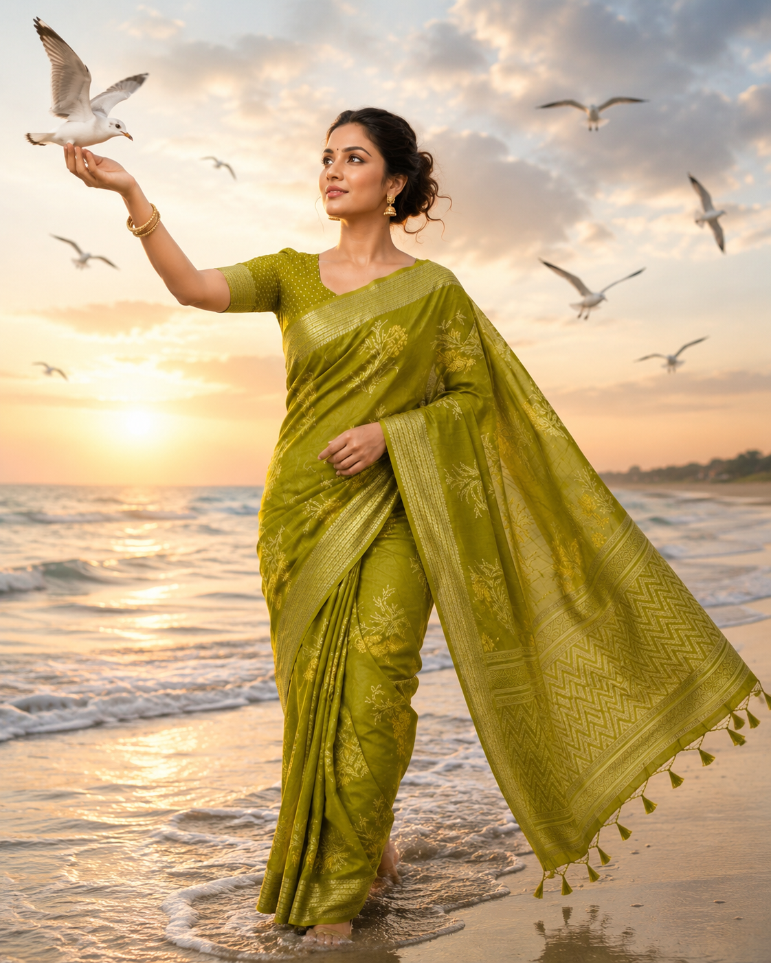 Graceful Floral Woven Saree