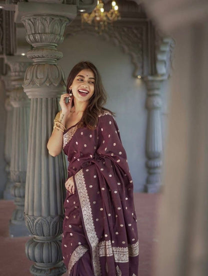 Wine Zari Saree