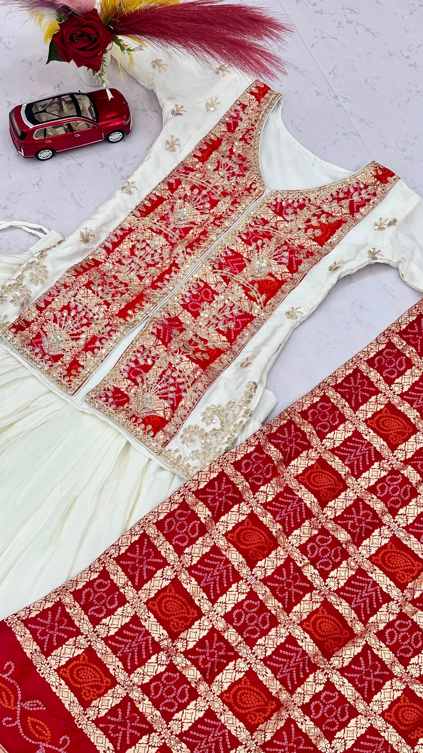 Festival Badhni Chinon Silk Lehenga Choli with Heavy Embroidery & Jacquard Dupatta