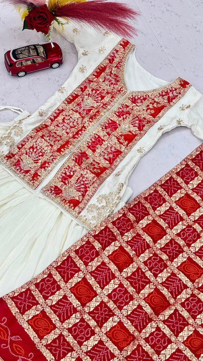 Festival Badhni Chinon Silk Lehenga Choli with Heavy Embroidery & Jacquard Dupatta