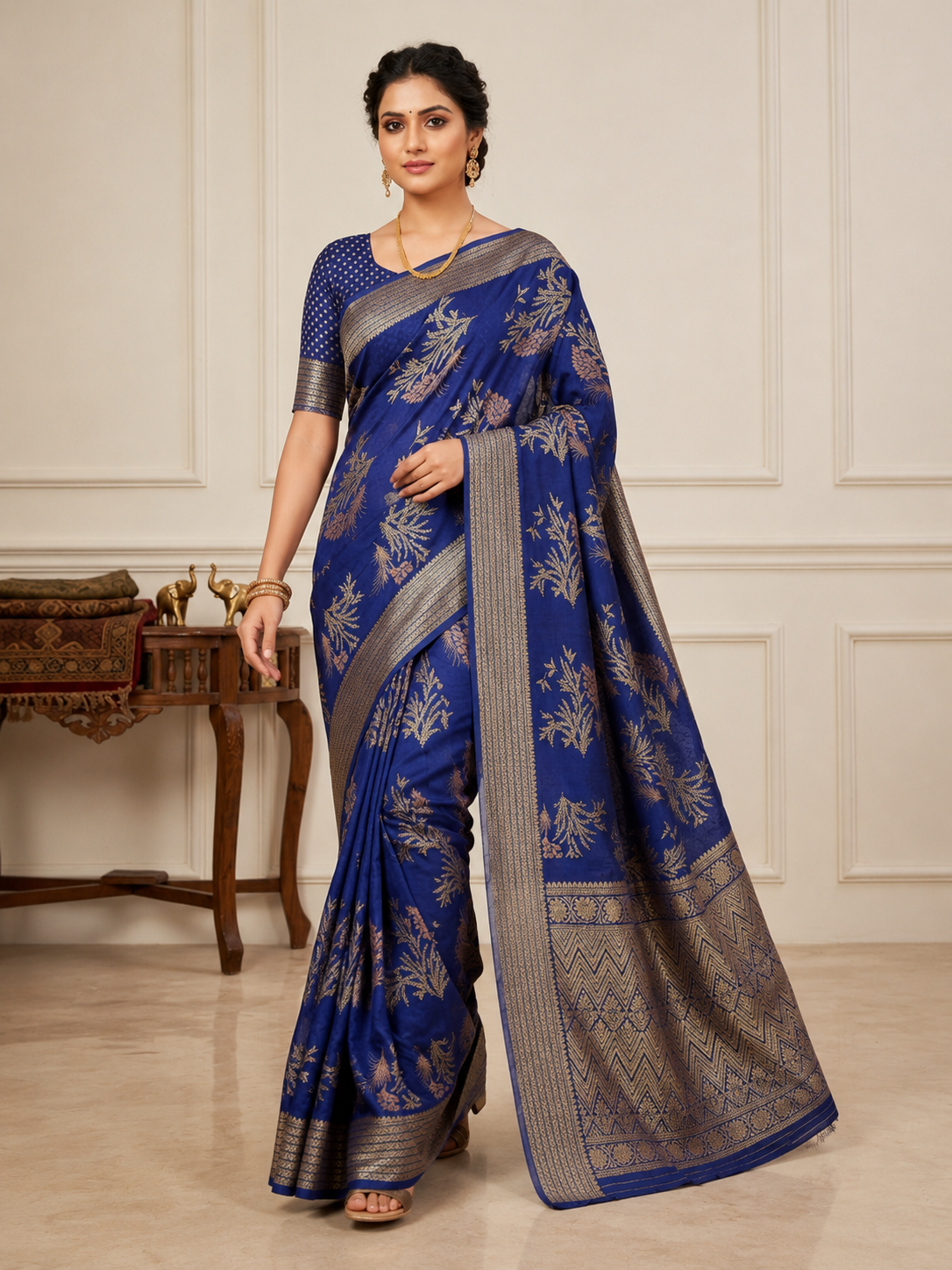 Graceful Floral Woven Saree
