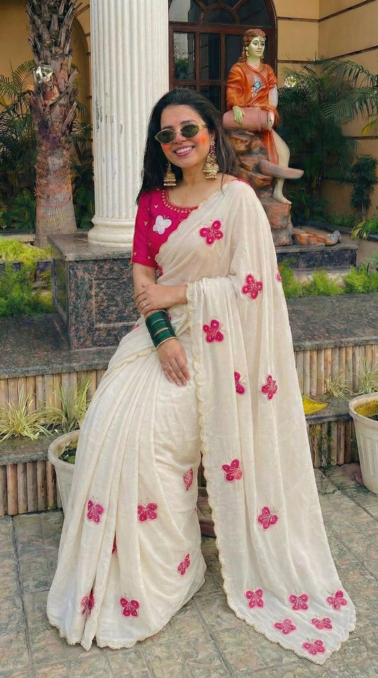 Premium Chinon Silk Handwork Saree