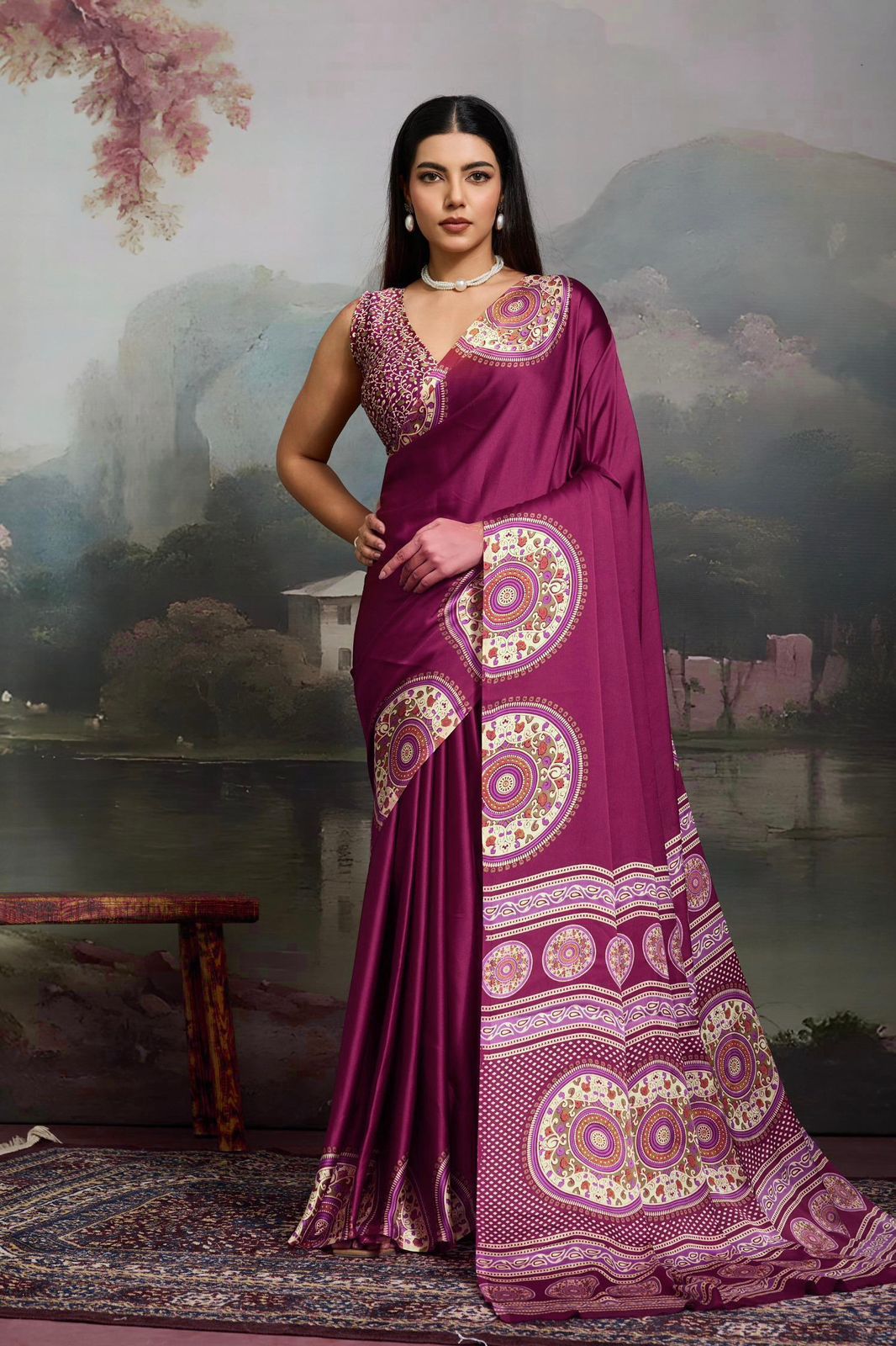 Ajrak Print Soft Modal Silk Saree – Semi Gaji Bandhej Designer Saree (6 Colours)