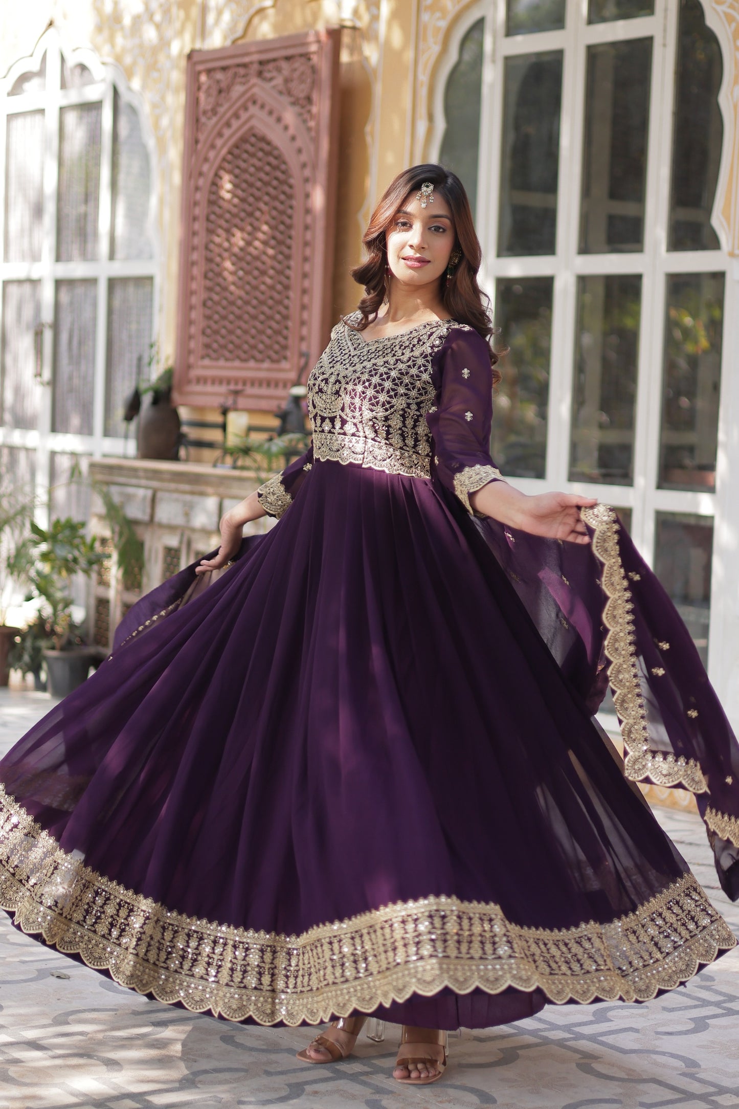 Designer Embroidered Gown with Dupatta