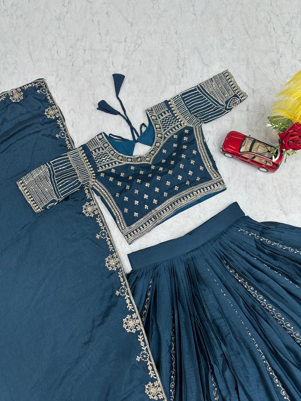 Premium Chinon Silk Embroidered Lehenga Choli With Dupatta – Festival Wear