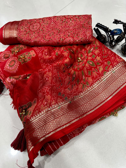 Premium Georgette Saree with Designer Print & Matching Blouse | Washable