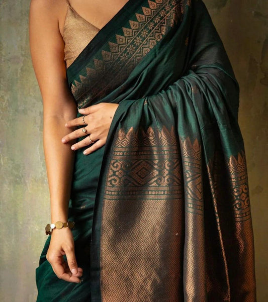 Green Zari Border Saree