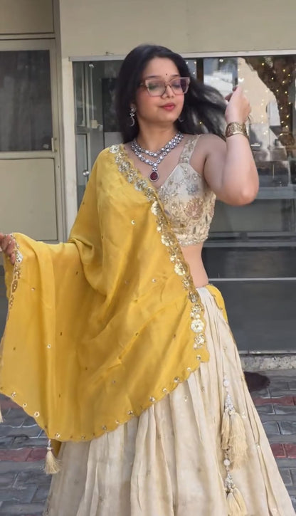 Chinon Embroidered Lehenga Choli Set