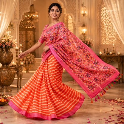 Rangriti – Soft Linen Cotton Printed Saree