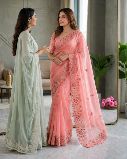Jasmin Soft Fendy Chiffon Embroidery Saree