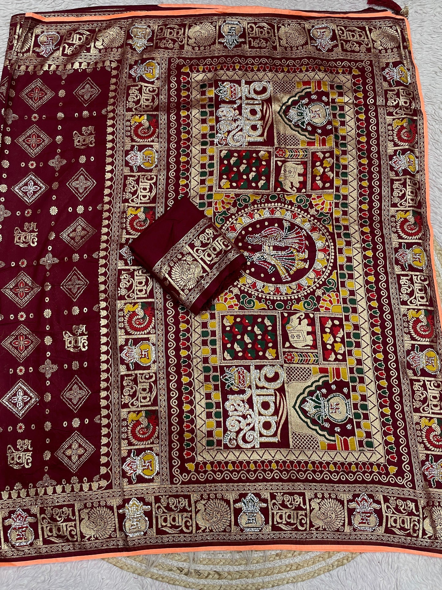 Wedding Special Dola Silk Designer Saree with Zarkhan Work