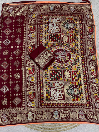 Wedding Special Dola Silk Designer Saree with Zarkhan Work