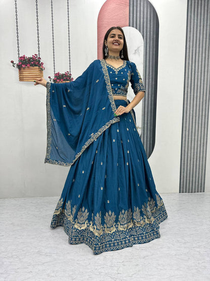 Chinon Embroidered Festival Lehenga Choli | Real Model Shoot | 2 Designs