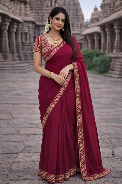 Elegant Rangoli Silk Saree with Multi Embroidery & Sequins Work Designer Blouse – Festive & Party Wear