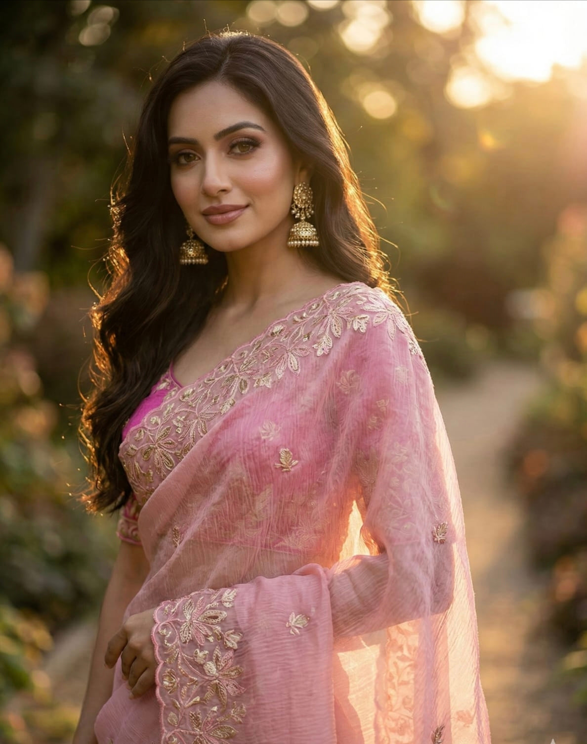 Daisy-2 Candy Crush Fabric Embroidery Saree with Stitched Blouse