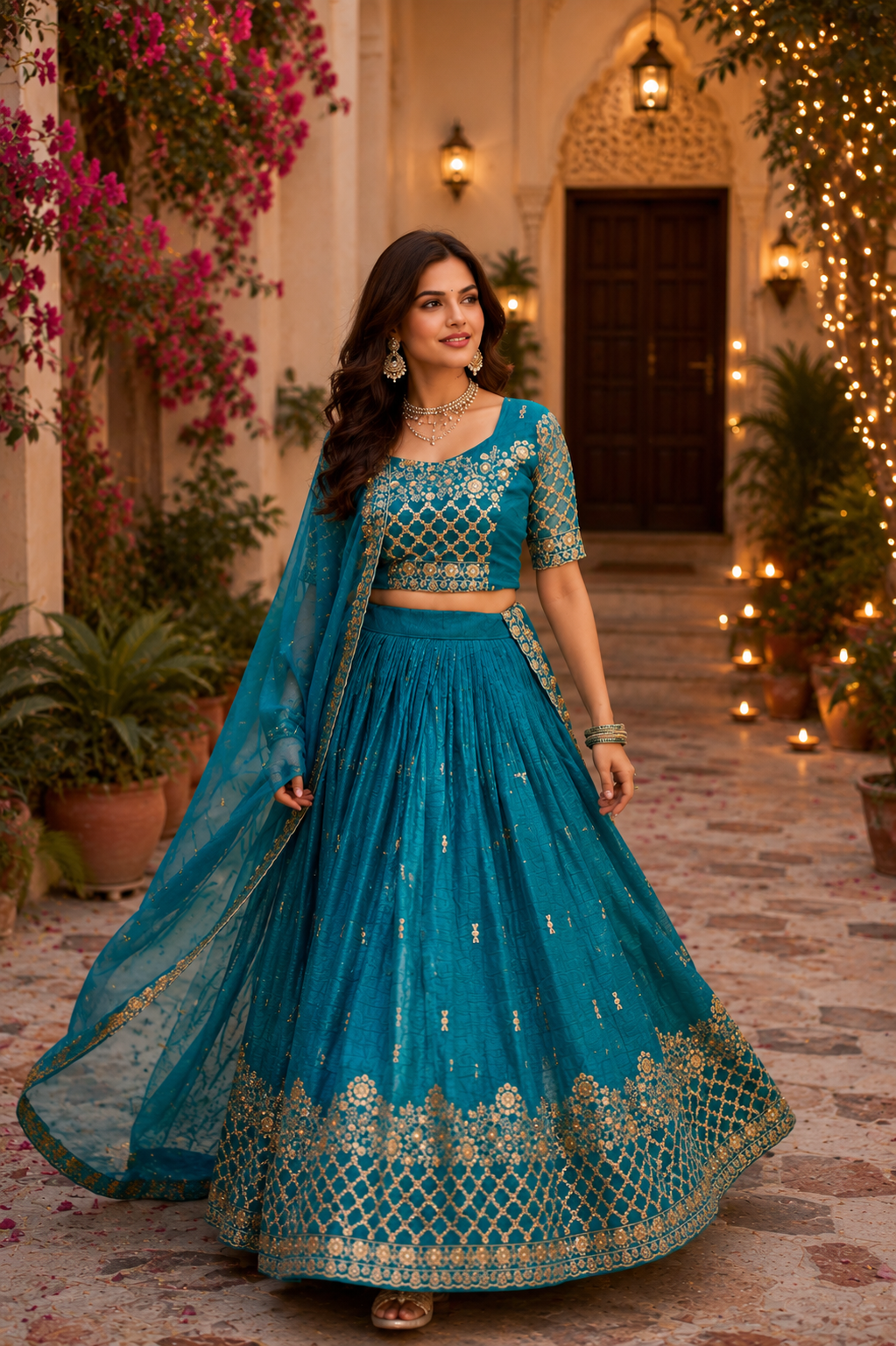 Women's Embroidered Wedding Lehenga Choli Set