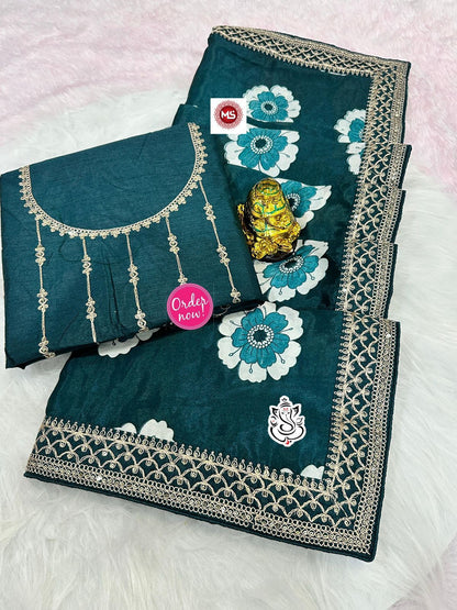 Elegant Floral Printed Saree with Designer Border – Soft Daily & Festive Wear