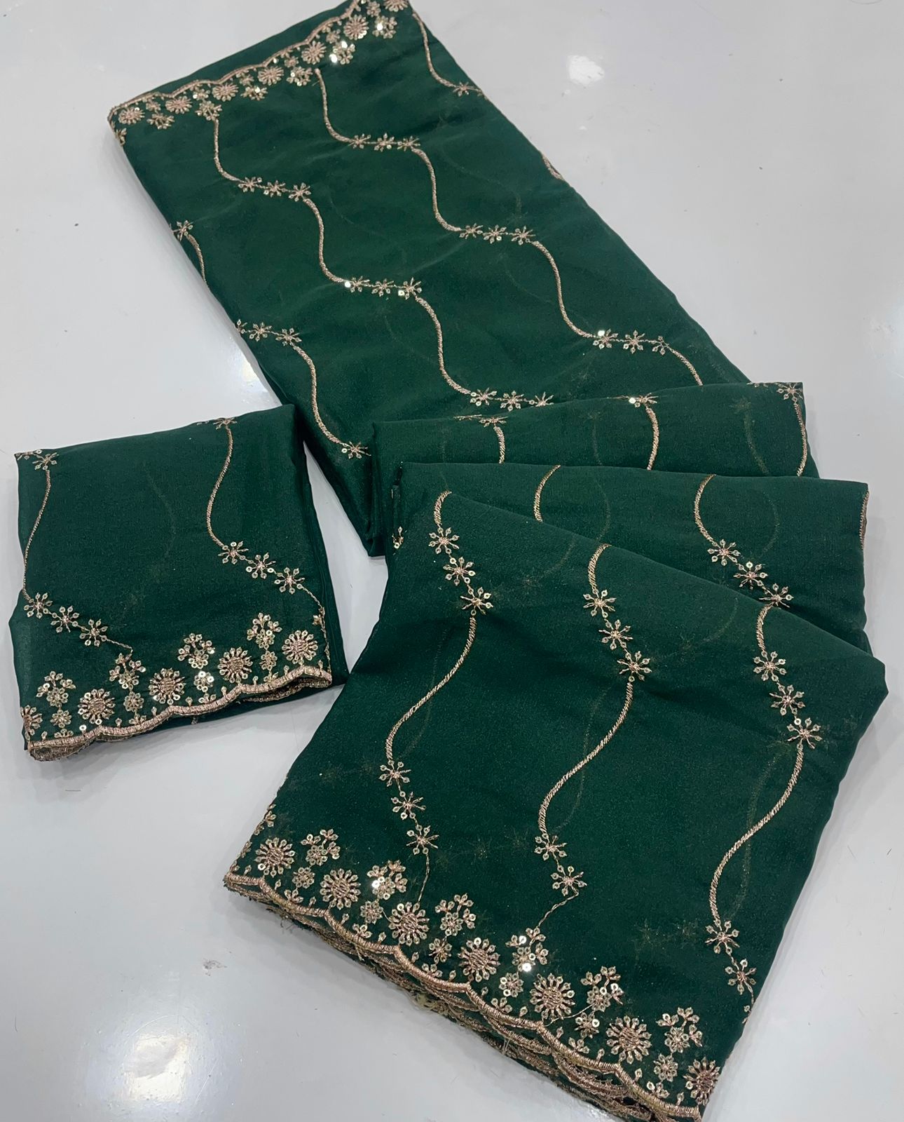 Star Georgette Saree with Multi Sequins Embroidery & Designer Blouse