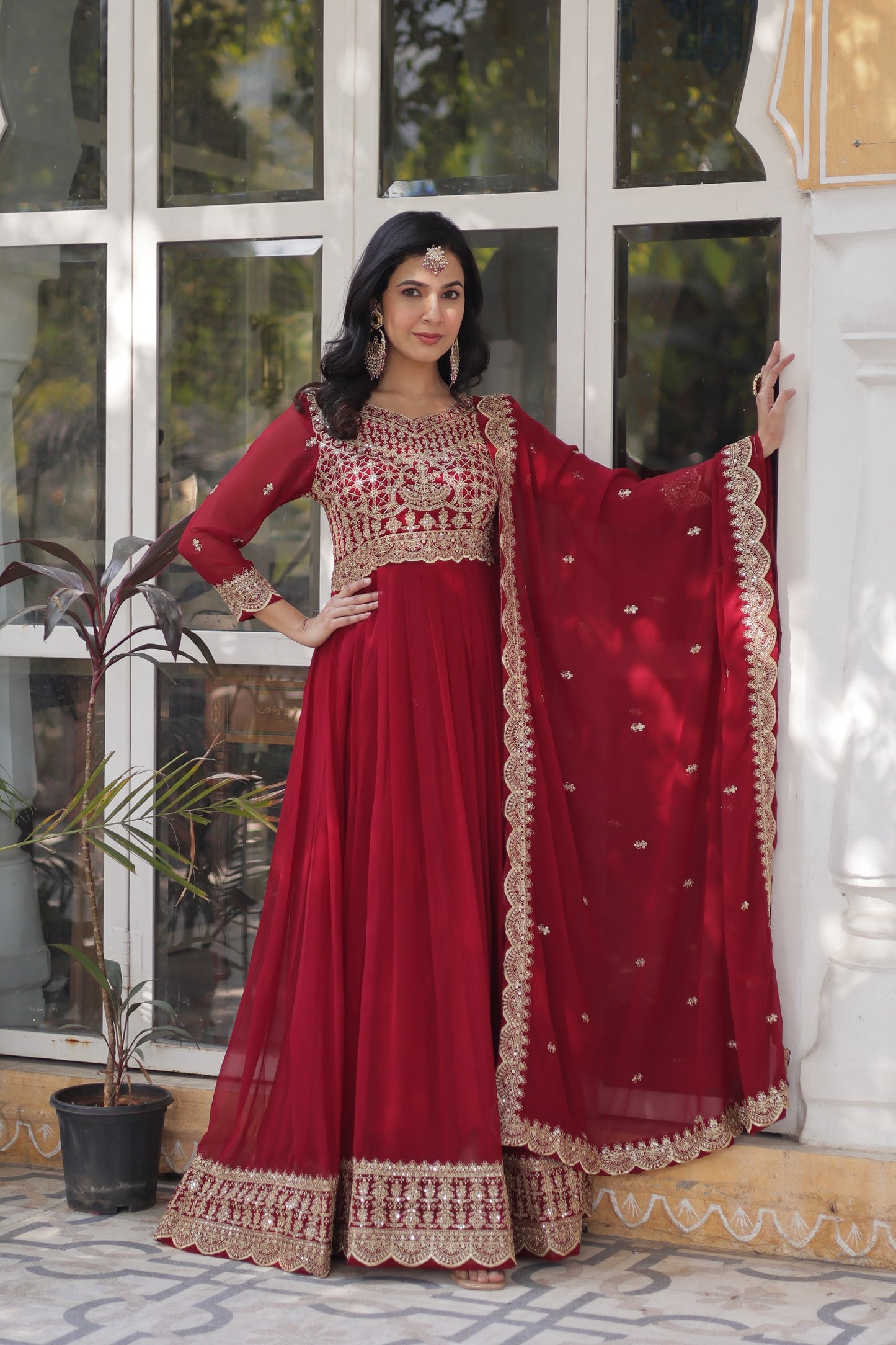 Designer Embroidered Gown with Dupatta