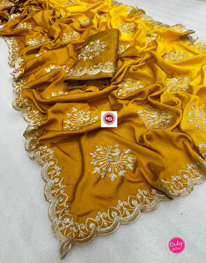 Elegant Dual Tone Silk Saree with Zari Motifs & Designer Border