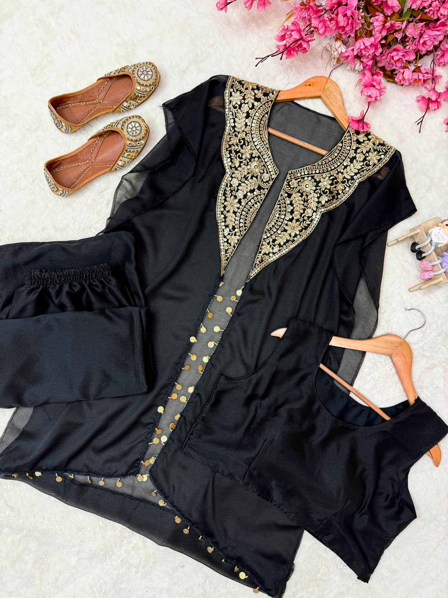 Star Georgette Indo Western Set | Sequins Zari Embroidered Jacket Pant Set