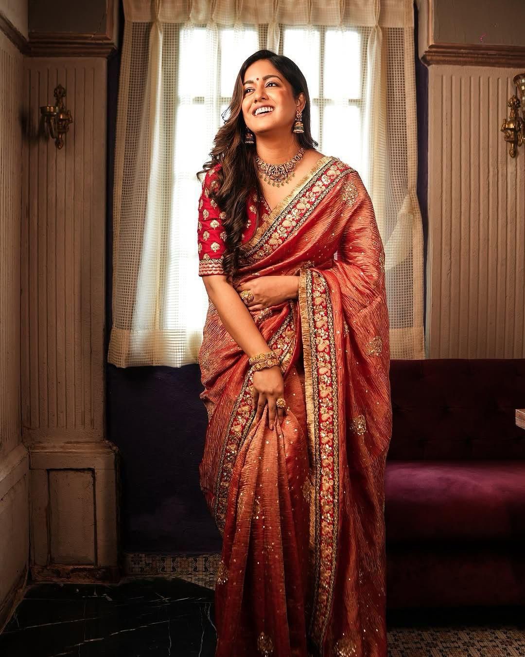 Heavy Soft Banarasi Crush Silk Saree With Embroidery Sequence & Coding Work Border