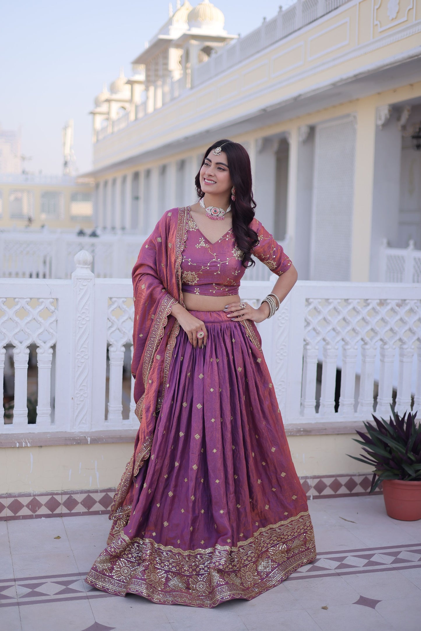 YSL Silk Embroidered Lehenga Choli Set