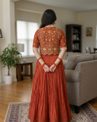 Premium Embroidered Koti Style Lehenga Set