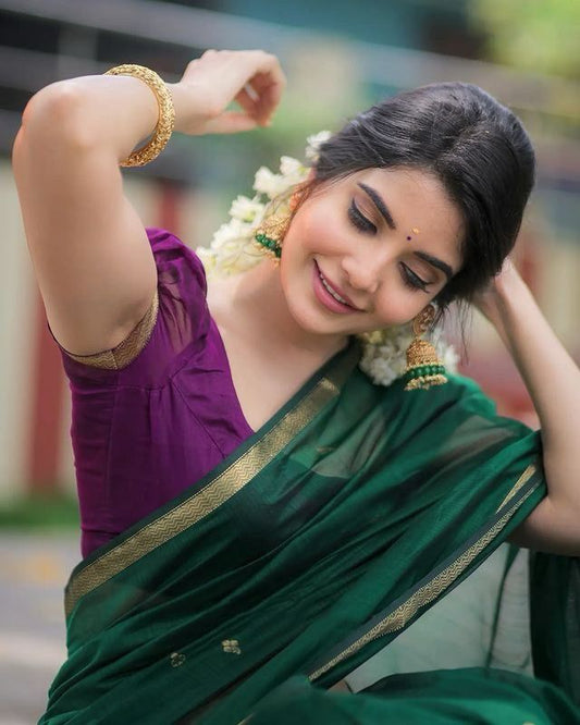 Green Chiffon Saree