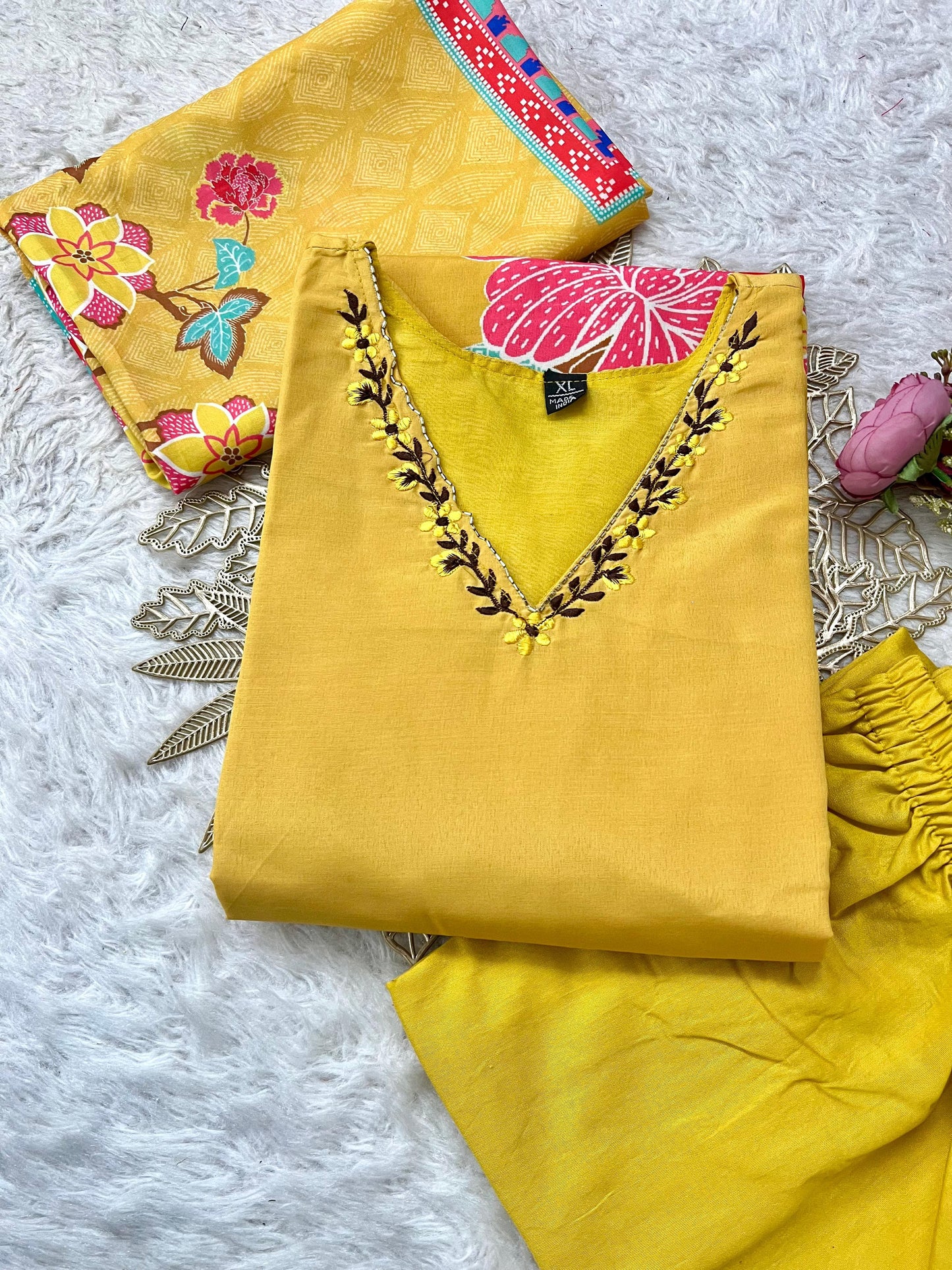 Morgan Silk Digital Print Kurti Set with Pant & Dupatta