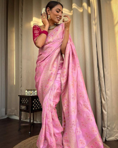 Pink Woven Saree
