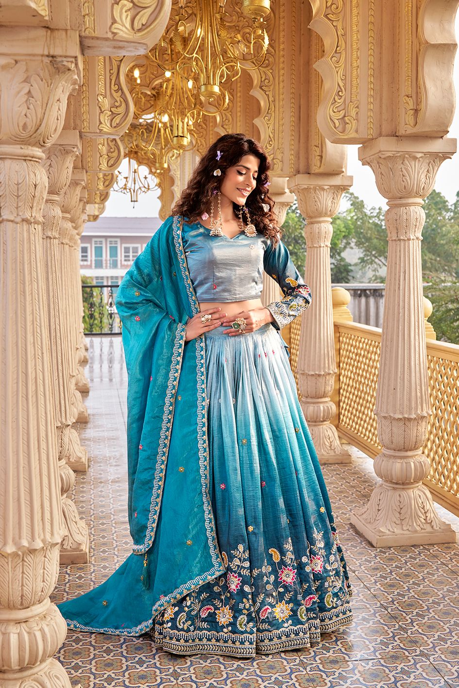 Gold Crush Embroidered Lehenga Choli Set
