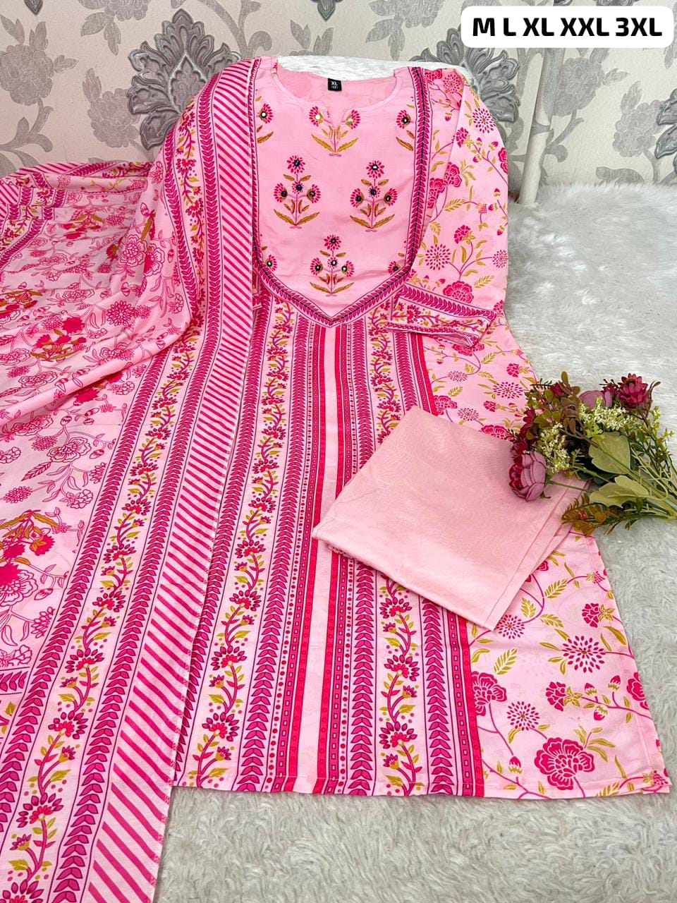Morgan Silk Digital Print Kurti Pant Dupatta Set