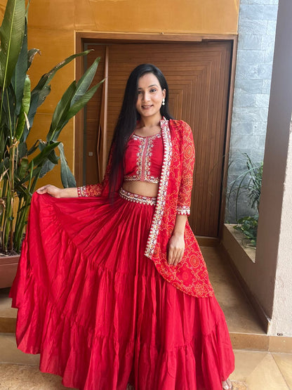 Bandhej Lehenga Set with Jacket